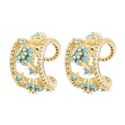Brass Micro Pave Cubic Zirconia Cuff Earrings KK-CBA960E-24G-1