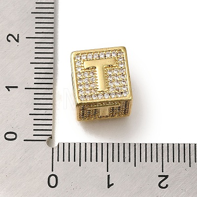 Brass Cubic Zirconia Beads KK-Q818-01T-G-1
