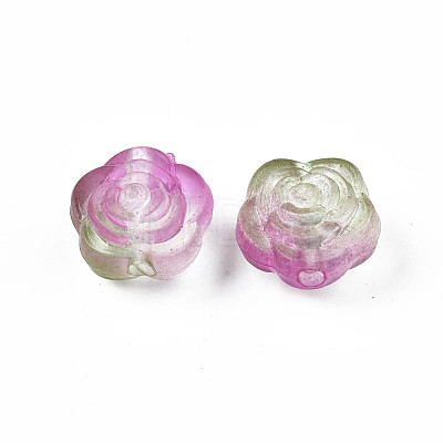 Two Tone Spray Painted Transparent Acrylic Beads ACRP-S679-39-1