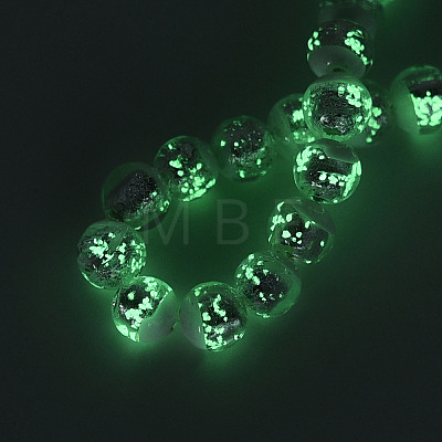 Luminous Handmade Lampwork Silver Foil Beads Strand FOIL-N029-03A-1