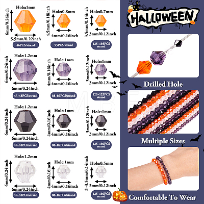  12 Strands 12 Style Halloween Theme Transparent Glass Beads Strands GLAA-TA0001-42-1