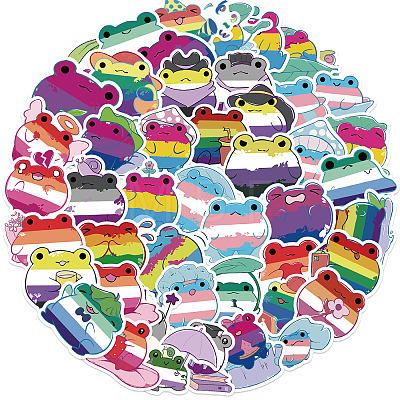 50Pcs Cartoon Frog PVC Adhesive Waterproof Stickers Self-Adhesive Stickers PW-WG910E5-01-1