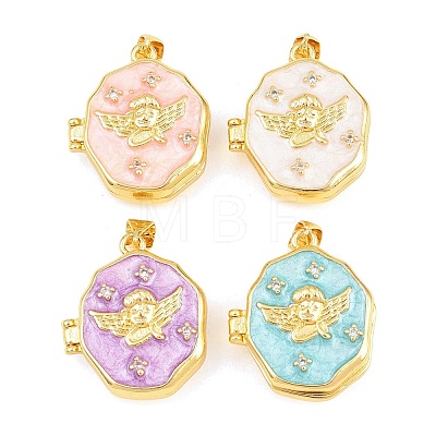 Brass Locket Pendants KK-D232-07G-1