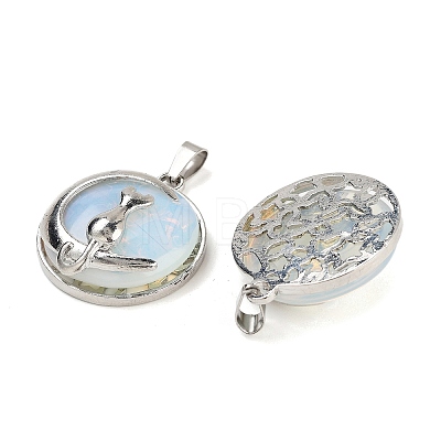 Opalite Flat Round Pendants X-FIND-A043-11P-1