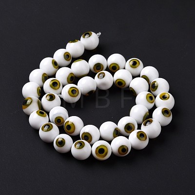 Handmade Evil Eye Lampwork Round Bead Strands LAMP-L055-10mm-32-1