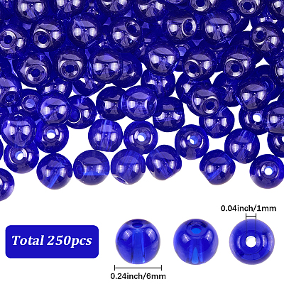 250Pcs Glass Round Beads GLAA-SP0001-49B-1