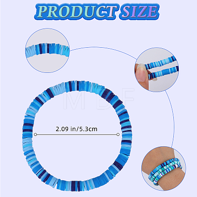 Handmade Polymer Clay Heishi Surfer Stretch Bracelets Set BJEW-SW00099-03-1
