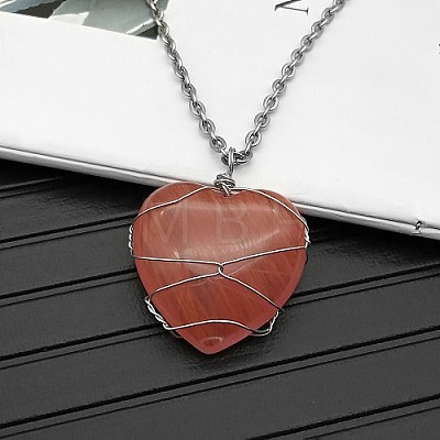 Watermelon Stone Glass Pendant Necklaces CY8832-13-1