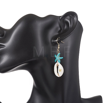 Natural Mixed Cowrie Shell Dangle Earrings EJEW-JE06871-1