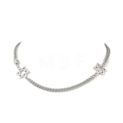 304 Stainless Steel Star of David Link Chain Necklaces NJEW-JN05658-1