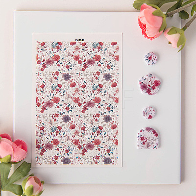 Flower Pattern Ceramics Clay Water Transfer Paper PW-WG87D4C-06-1