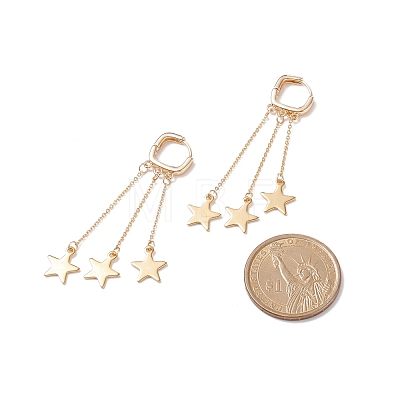 Brass Star Chain Tassel Dangle Hoop Earrings EJEW-TA00109-1