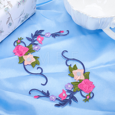 Flower & Leaf Polyester Embroidery Sew on Appliques PATC-WH0010-32A-1