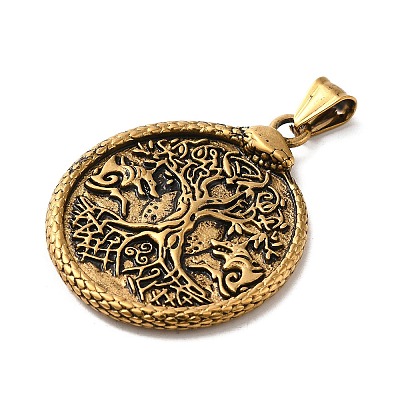 304 Stainless Steel Big Pendants LS-STAS-D091-12AG-1