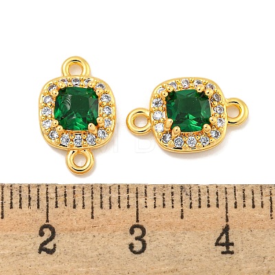 Brass Pave Clear & Green Cubic Zirconia Connector Charms KK-P275-47G-1