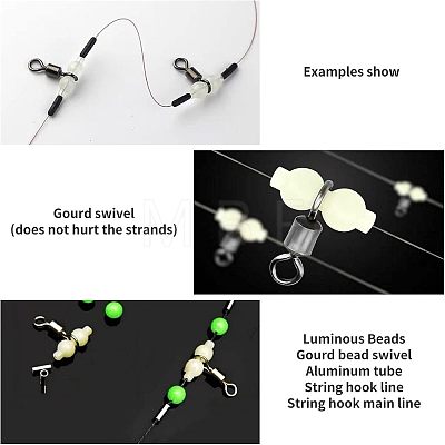 100Pcs 2 Styles Luminous 304 Stainless Steel Fishing Rolling Swivels FIND-FH0001-83-1