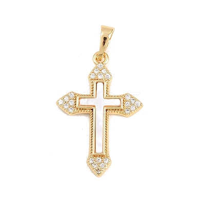 Brass Micro Pave Clear Cubic Zirconia Pendants KK-H273-37A-G-1