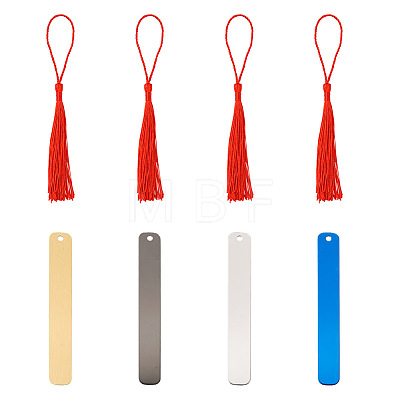4 Sets 4 Colors Stainless Steel Bookmarks AJEW-TA0001-21-1