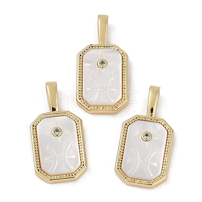 Rack Plating Brass Micro Pave Cubic Zirconia Pendants KK-U032-90G-09-1