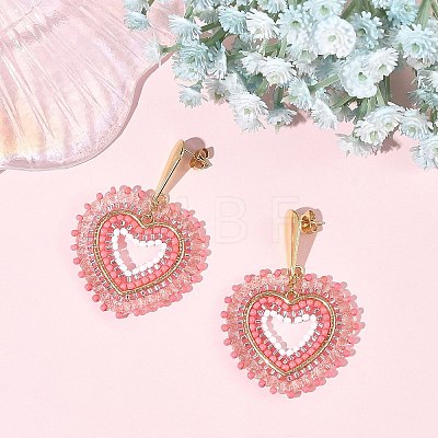 Glass Seed Bead Dangle Earrings EJEW-MZ00768-03-1