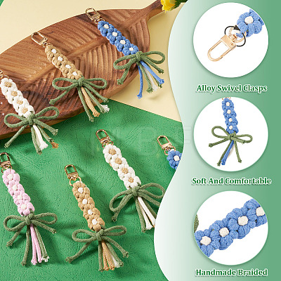 8Pcs 4 Colors Cotton Pendant Decorations HJEW-TA00405-1