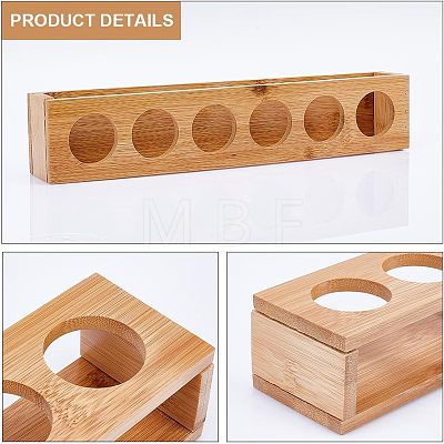 6 Round Holes Bamboo Shot Glasses Holders AJEW-WH0317-05-1