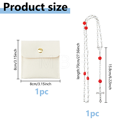 Imitaiton Round Pearl with Resin Flower Rosary Bead Necklaces NJEW-DC0001-24-1