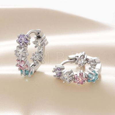 Star Brass Cubic Zirconia Hoop Earrings FS-WG82235-03-1
