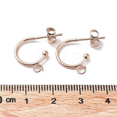 304 Stainless Steel Stud Earring Findings STAS-Z028-B02-RG-02-1