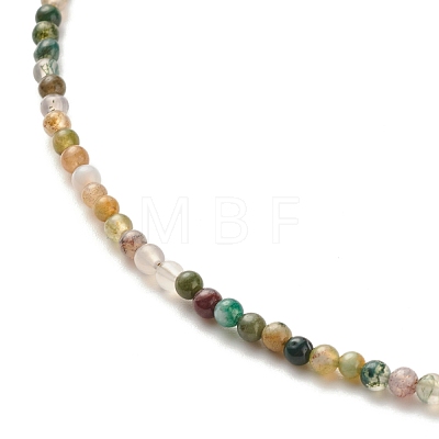 Natural Indian Agate Beaded Necklaces for Women NJEW-JN03789-03-1