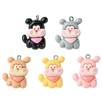 5Pcs 5 Colors Opaque Resin Pendants RESI-FS0001-67A-1