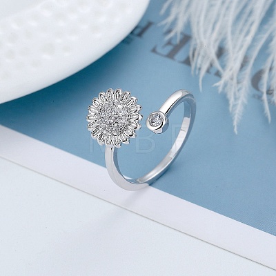 Rotatable Cat Eye Open Ring with Cubic Zirconia RJEW-Q776-01G-02-1