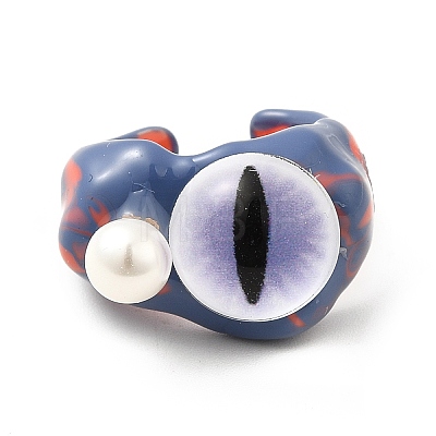 Acrylic Double Dragon Eye Open Cuff Ring RJEW-H111-03-1