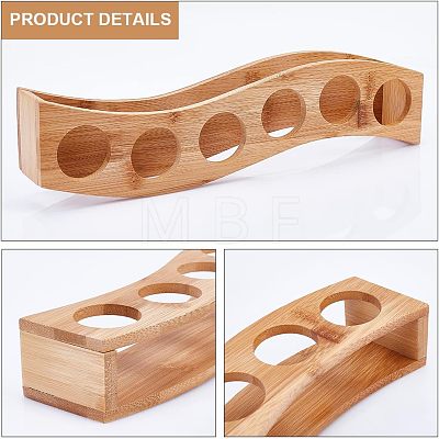 6-Hole Bamboo Glass Holder Display Racks ODIS-WH0025-71-1