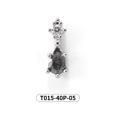 Chinese lute Shape Brass Micro Pave Clear Cubic Zirconia Nail Gems Set MRMJ-T015-40P-05-1