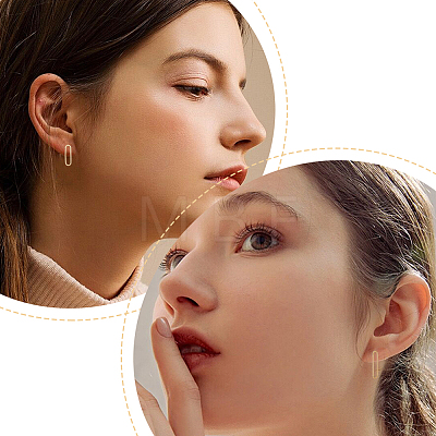 12Pcs 2 Size Brass Oval Stud Earrings with 925 Sterling Silver Pins for Women KK-FH0005-08-1