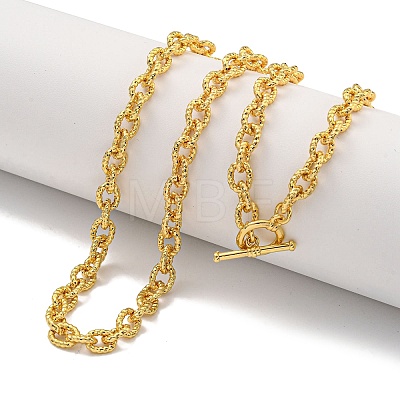 Twist Oval Brass Cable Chain Necklaces for Women NJEW-G084-05G-1