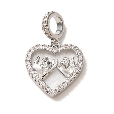 Brass Micro Pave Clear Cubic Zirconia European Dangle Charm CU-CBA9AB3-34P-1