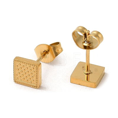 Ion Plating(IP) 304 Stainless Steel Textured Square Stud Earrings EJEW-Q783-02G-1