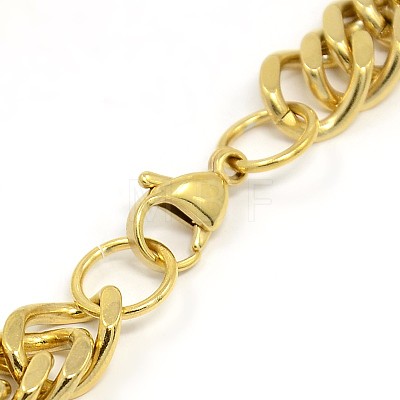 Fashionable 304 Stainless Steel Cuban Link Chain Bracelets STAS-A028-B064-1