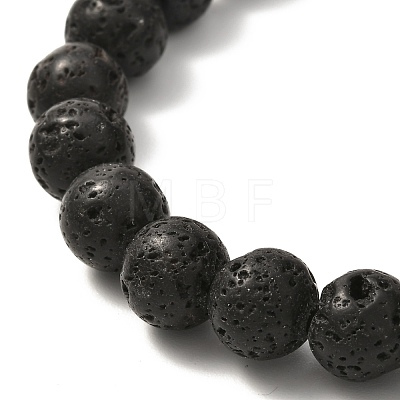 Natural Lava Rock & Oval Mixed Stone Beads Stretch Bracelet BJEW-JB07077-1
