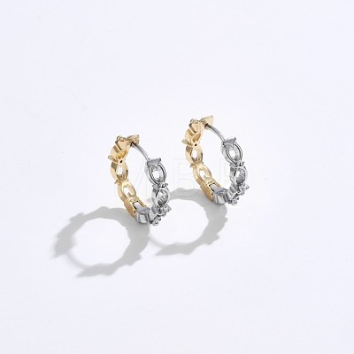 Brass Cubic Zirconia Hoop Earrings EJEW-BB70426-1