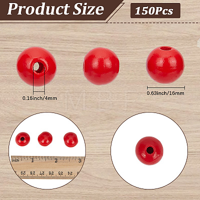 Spray Painted Round Natural Schima Wood Beads WOOD-PA0001-81C-01-1