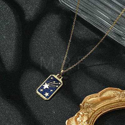 Rectangle Tarot 304 Stainless Steel with Enamel Pendant Necklaces for Women NJEW-G157-01G-03-1