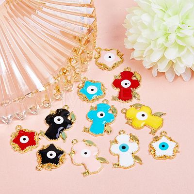 22Pcs 11 Styles Alloy Enamel Pendants sgENAM-SZ0001-39LG-1