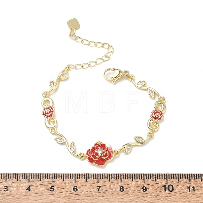 Brass Micro Pave Clear Cubic Zirconia Link Chain Bracelets for Women BJEW-C156-05G-1