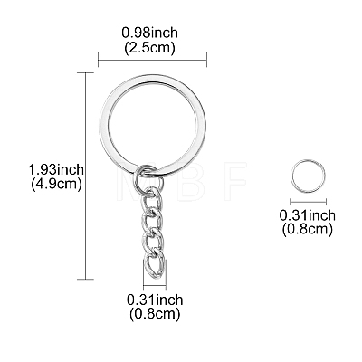 50Pcs Iron Split Key Rings IFIN-YW0003-42-1