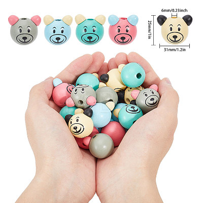 Globleland 40Pcs 5 Colors Wood European Beads WOOD-GL0001-14-1