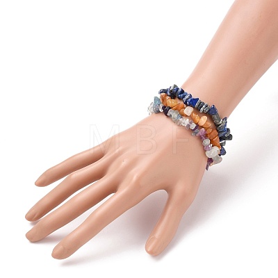 Chip Natural Gemstone Beaded Stretch Bracelets Sets X-BJEW-JB05700-1