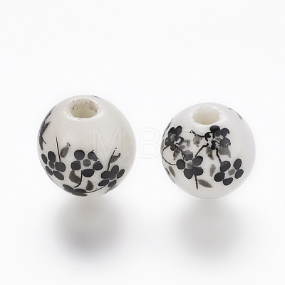 Handmade Printed Porcelain Beads PORC-Q201-10mm-5-1